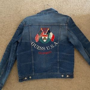 NWT Guess Icon USA Denim Jacket MCM Patch Flag M